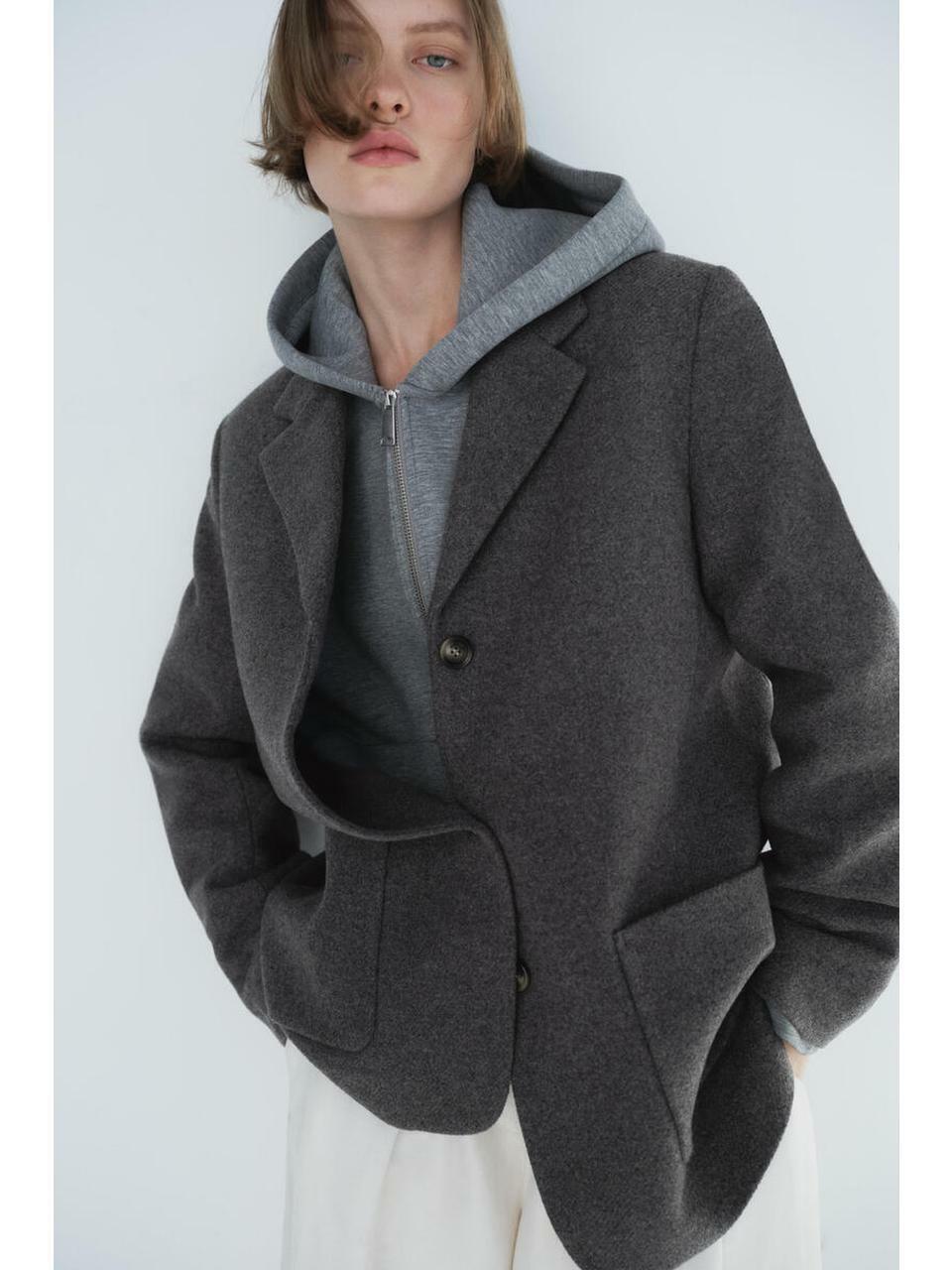 H&M ウールブレンドジャケットグレーメランジ 1315274001