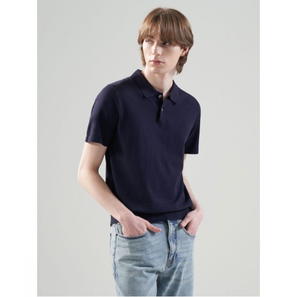 （ロガディス）リラックスティーカラーネックセーター-ネイビー（RY4351CL1R）