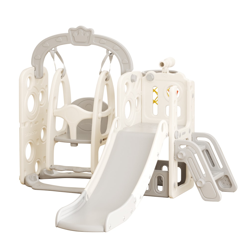 【グレー×ホワイト】滑り台 すべり台 ブランコ スイング 大型遊具 すべりだい 収納スペース スライダー 室内 遊具 キッズ キッズパーク 子供 バスケットゴール 子供