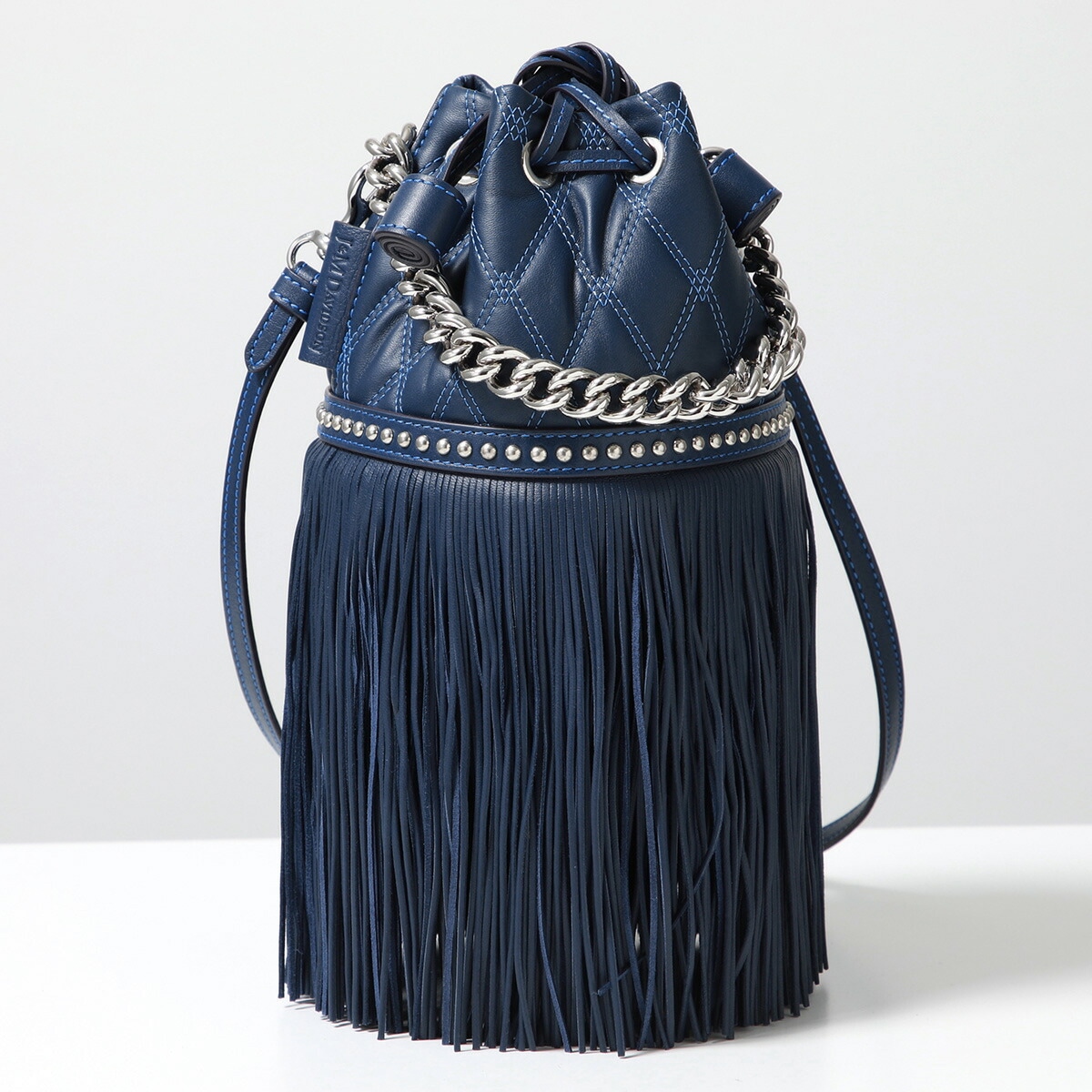 J&M DAVIDSON フリンジ カーニバル QUILTED MINI F CARNIVAL LMNC-1QC-SCNP レディース スタッズ キルティング レザー 巾着 鞄 395S-MIDNIG