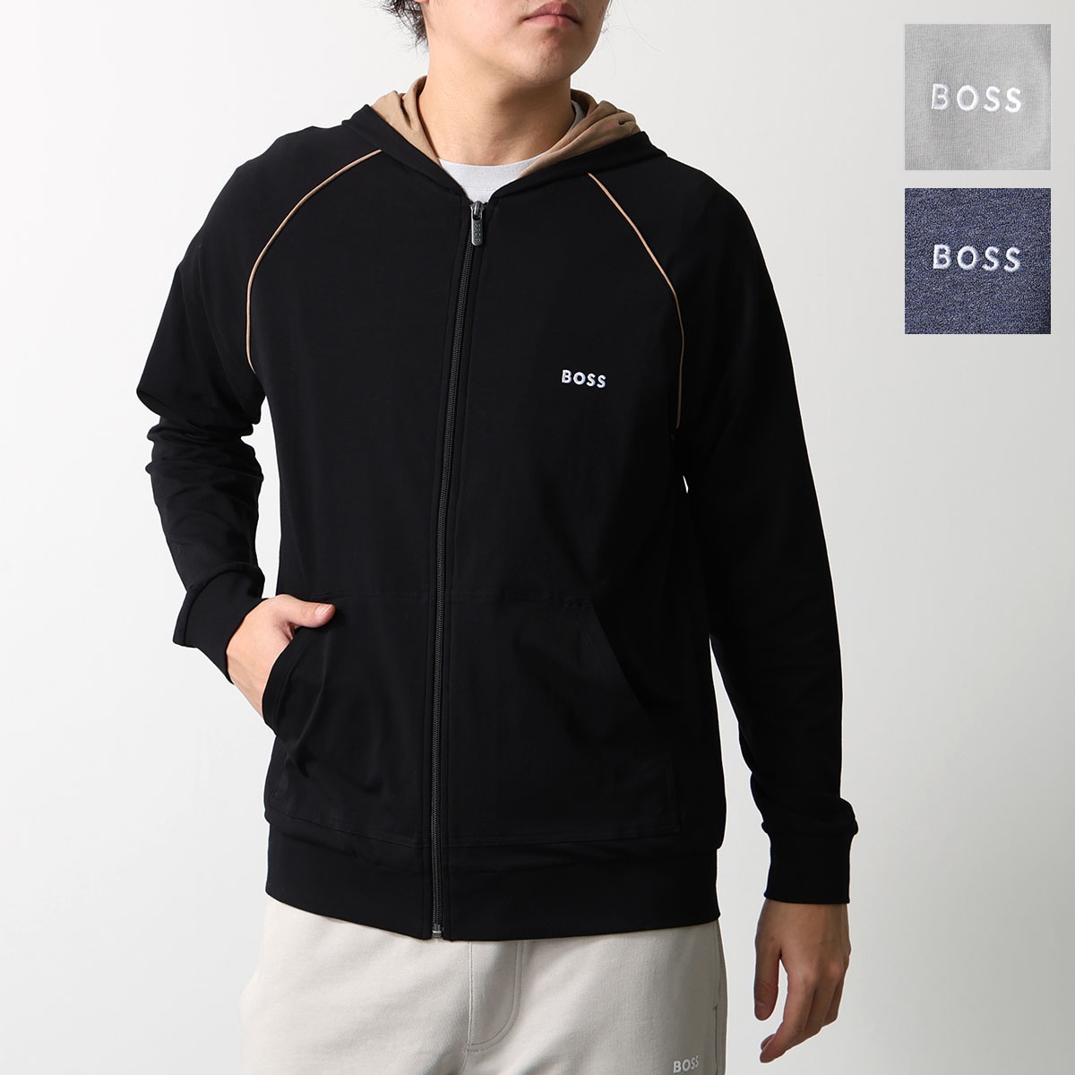HUGO BOSS ヒューゴボス パーカー Mix&Match Jacket H 50515313 10259900 メンズ 長袖 コットンブレンド ジップアップ ロゴ フーディ ストレッチ カラー3