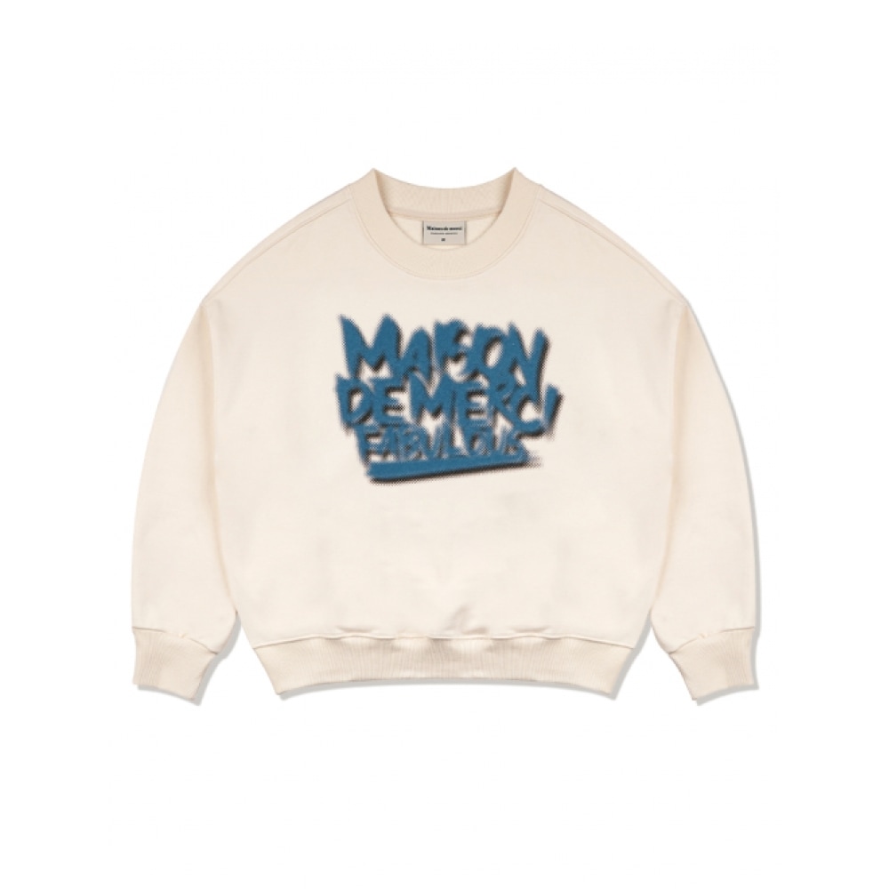 ファビュラスアーカイブ女性用ツートーンブロークンロゴクロップスウェットシャツクリーム (FCE1TS301W)