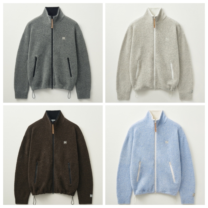 【SATUR】 FLUFFY WOOL FLEECE KNIT ZIP-UP : 4COLORS
