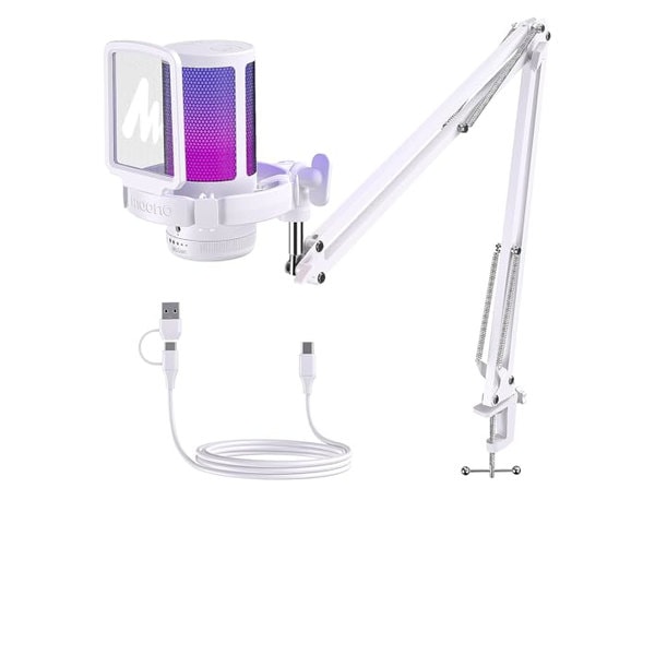 MAONO USB コンデンサーマイク ゲーミングマイク PC マイクセット ノイズキャンセリング ミュートボタン 単