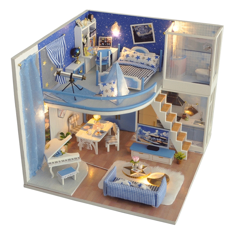 DIYブルーマリーンシリーズ木製ドールハウスハンドメイドキットキットミニ家具クラフトキットミニシリーズ音楽再生 5,225円