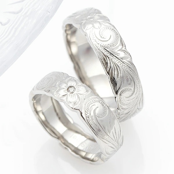 リング レディース メンズ 指輪 サージカルステンレス ハワイアンジュエリー 彫柄 スクロール プル