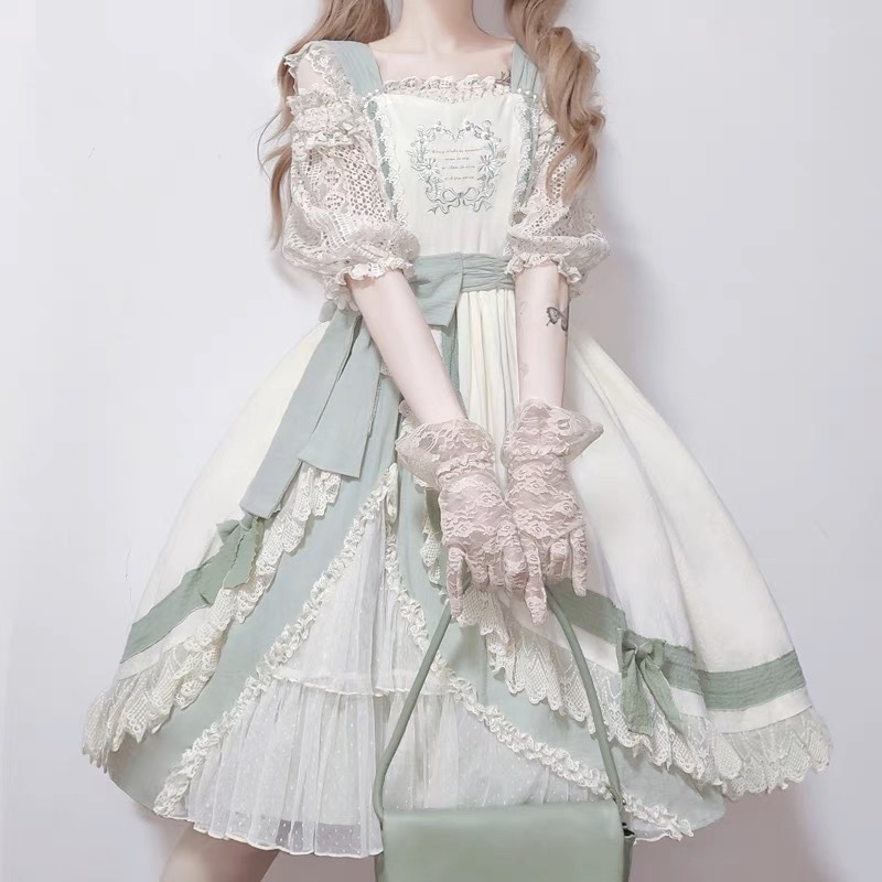 2024新品白花嫁春夏ゴスロリワンピースロリータ コスプレ ウェディングドレスロリータ ロリータドレス日常エレガント優しいクラドレスかわいいドレス日常服人形師 レディースレース 可愛い