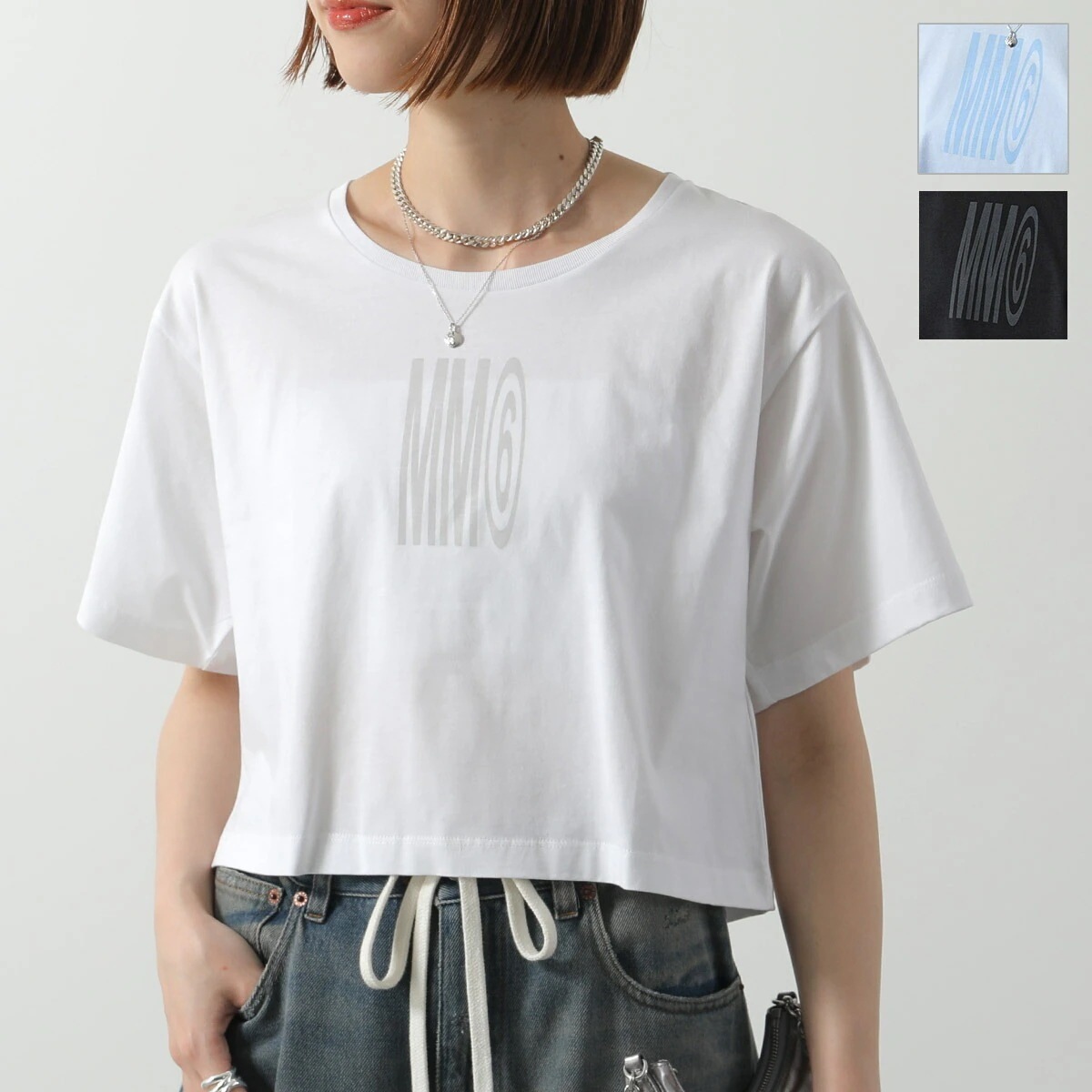 MM6 KIDS エムエムシックス メゾンマルジェラ キッズ Tシャツ M60806 MM04I レディース ガールズ 半袖 カットソー ロゴT クロップド丈 カラー3色 11,177円