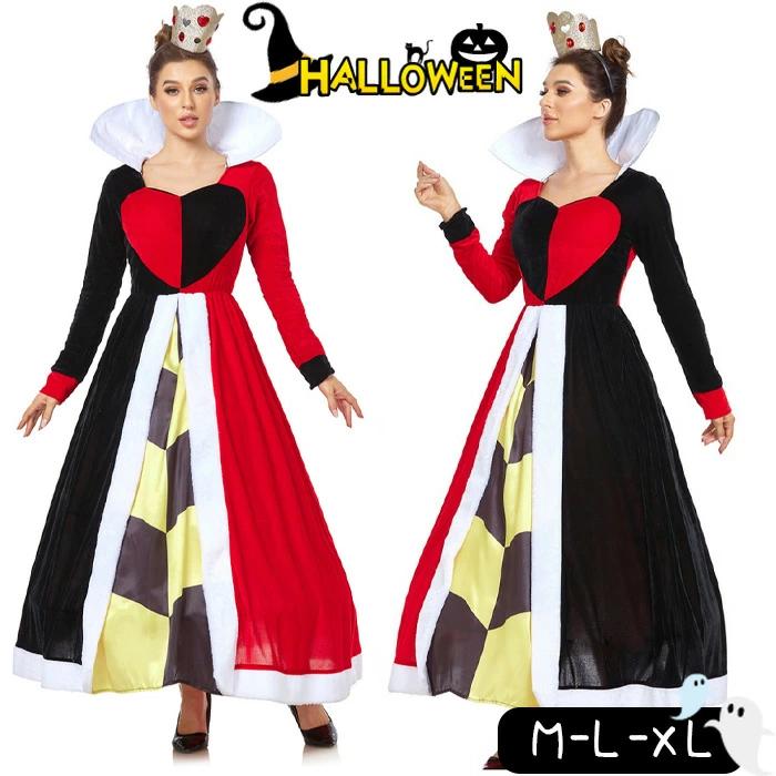 新作ハロウィングッズ ハロウィン 衣装 ハートの女王 コスプレ 大人 2点セット コスチューム チュチュスカート 女王 レディース 魔女 レゼント なりきり お姫様 女王 ドレス 2枚購入で300円O