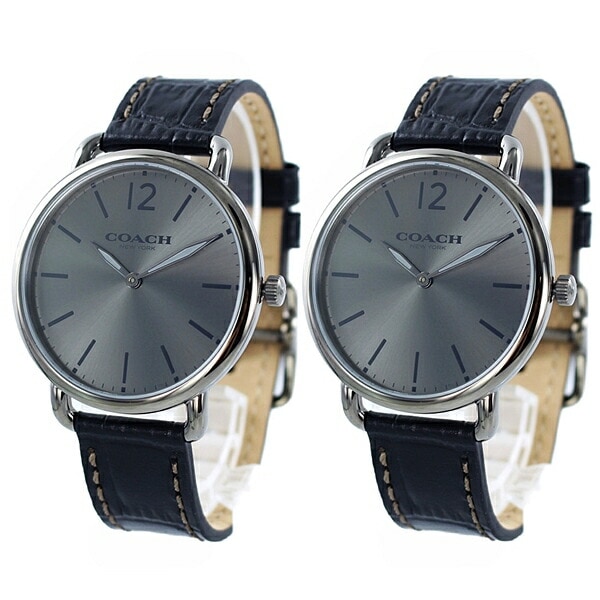 【時計＆アクセ収納BOX付き】コーチ 腕時計 手表 ペアウォッチ おそろい 2本 グレー レザー結婚祝い ペアギフト 1460214314602143 誕生日プレゼント ポイント消化