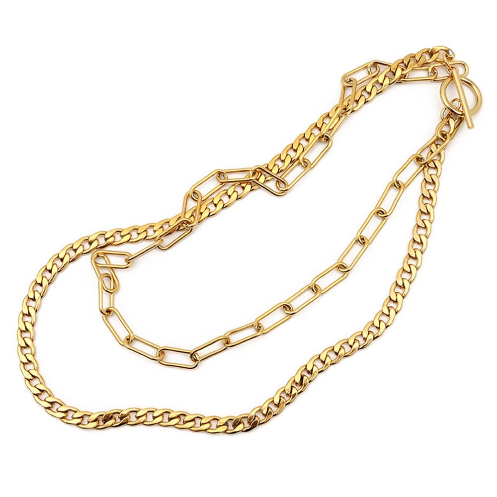 ステンレス マンテルコンビチェーン18K [c037-gold]