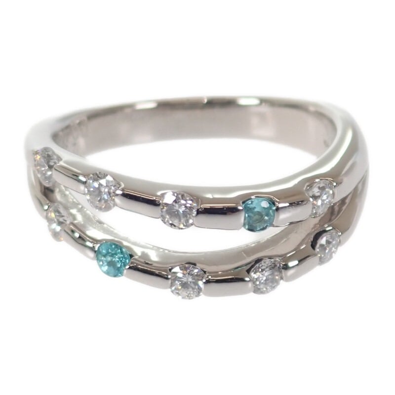 【no brand】デザイン ジュエリー リング Pt900プラチナ 12号 ダイヤモンド パライバトルマリン レディース