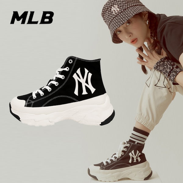 [MLB Korea] Chunky High New York Yankees (32SHU1111-50L) ジーンズ ハイ  ニューヨークヤンキース ジーンズスニーカー シークレットスニーカー