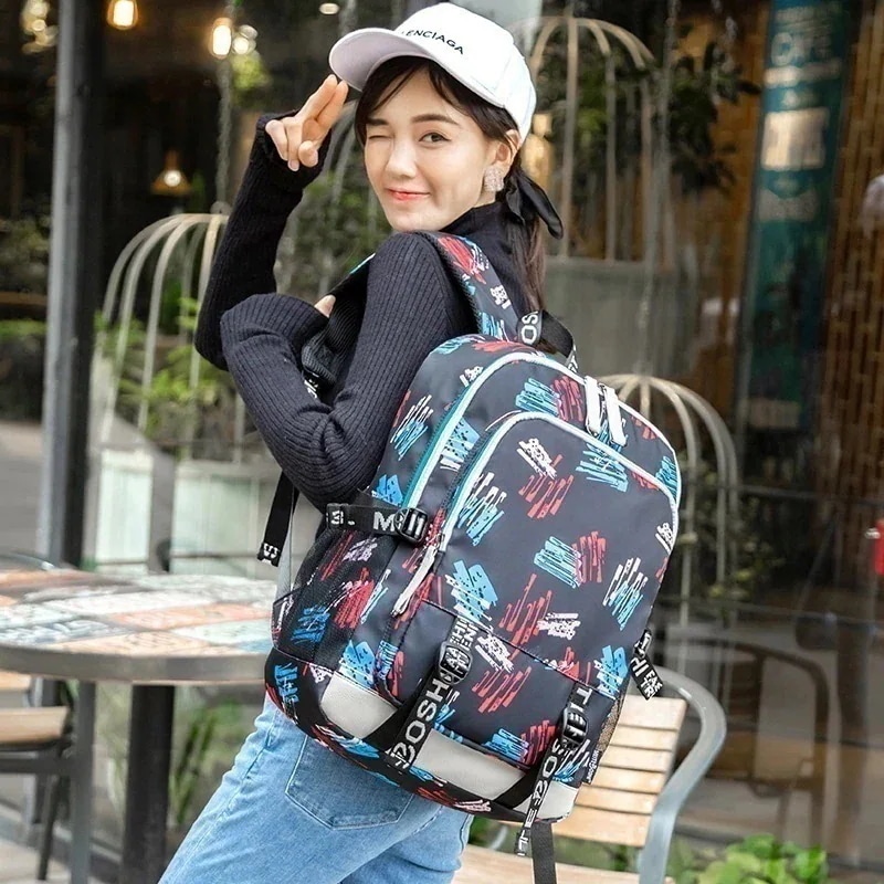即納 韓国ファッションエコバッグ バッグ新作リュック男女兼用バッグカジュアル旅行手提げバッグ大容量通学リュックUSB充电ナイロンバッグ 福袋ミニ バッグ