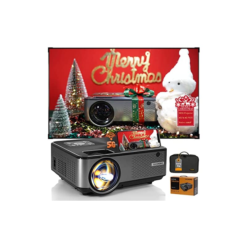小型 フルHD1080p 9000LM プロジェクター 5G WiFi ホームシアターミニポータブルプロジェクターネイティブ解像度 4K対応 双方向 Bluetooth5.0 内蔵スピーカー リュック