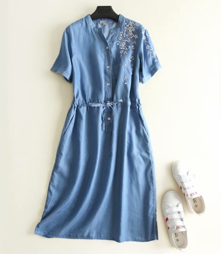 ワンピース デート モテアイテム デニムワンピース スキッパー 刺繍 花柄 可愛い きれいめ 上品 おしゃれ かっこいい 可愛い ラブリー キュート ガーリー クール モード系 セクシー