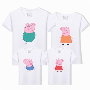 10色 ペッパピッグ 親子服 ペアルック カップル Ｔシャツ レディース 綿メンズ お揃い服 半袖 夏 親子ペアルック