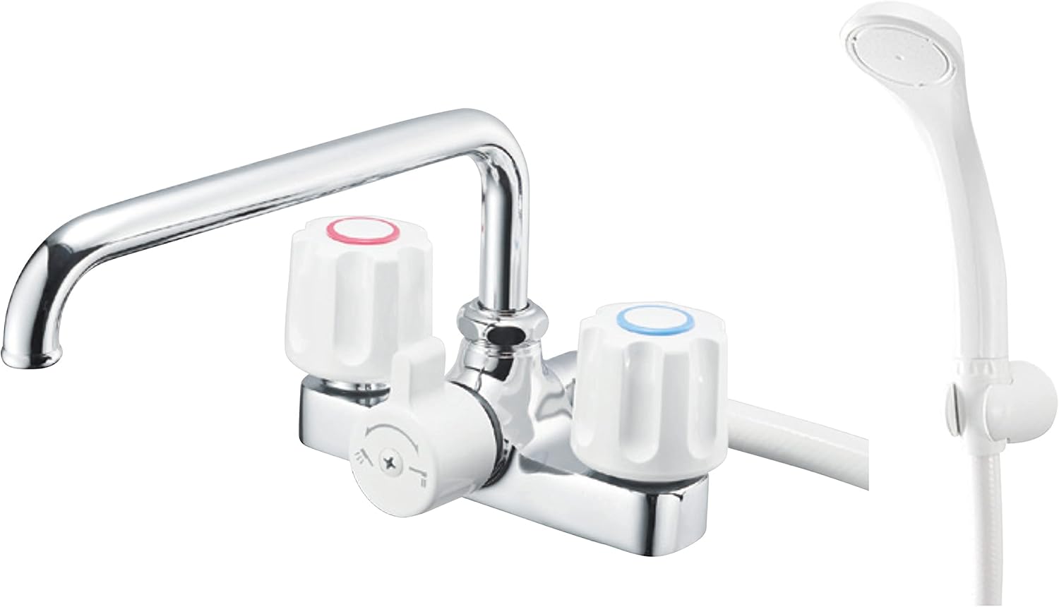 SANEI ツーバルブデッキシャワー混合栓 ホースの長さ1.6M 配管ピッチ120ｍｍ 一般地・寒冷地共用形 SK710-W-13 シルバー