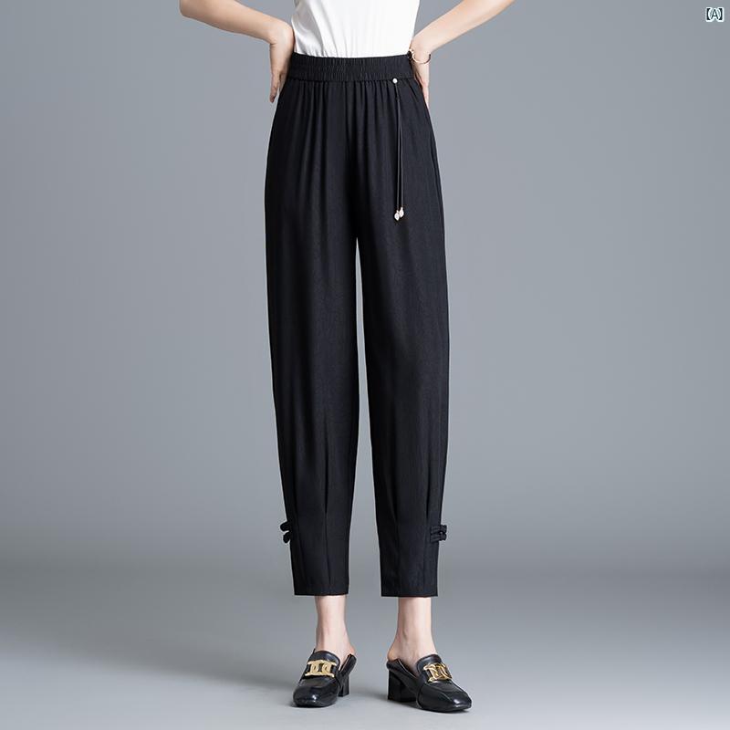 冷感 中華風 パンツ リトル キャロット レディースパンツ 夏 鎌 バナナ 九分丈