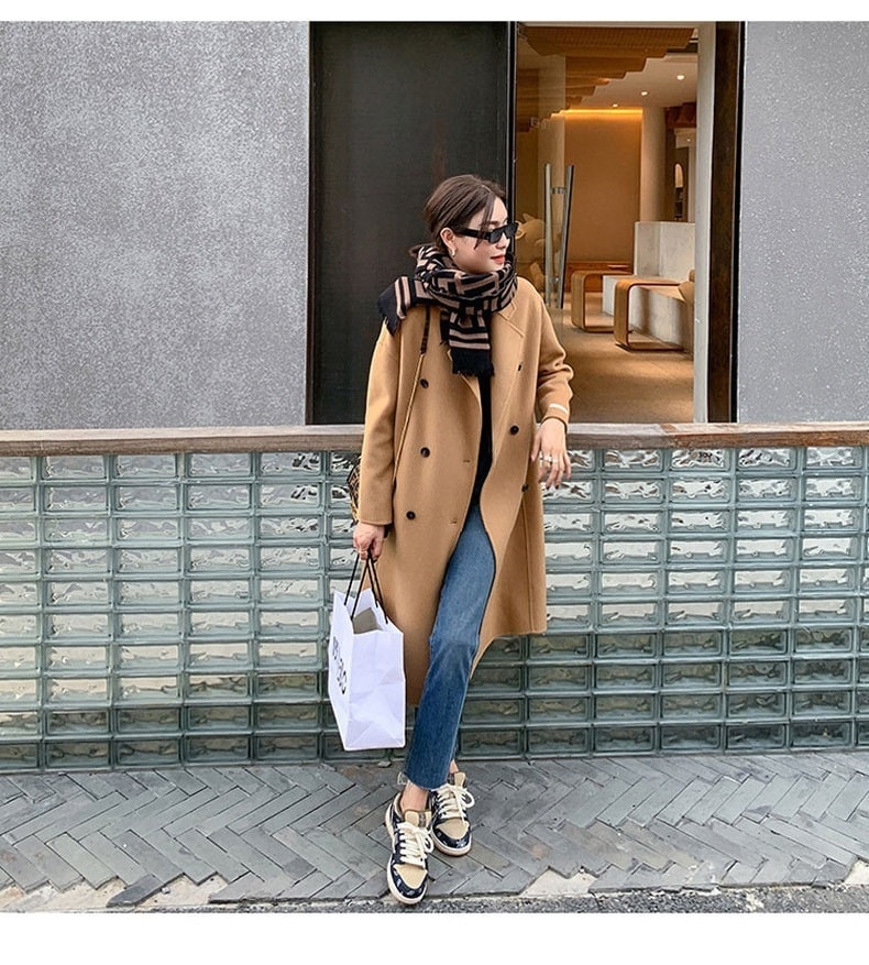 アウター ロングコート 袖あり 長袖 ドロップショルダー 襟付き ノッチドラペル デザイン ボタン ダブルブレスト オーバーサイズ ビッグシルエット 美ライン ニュアンス 前開き カラバリ かわいい