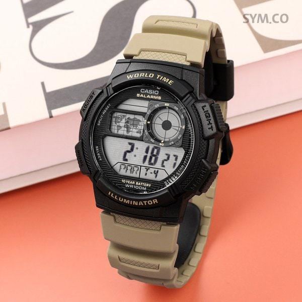 AE-1000W-5A 軍用軍人電子防水スポーツメンズウレタン時計 d