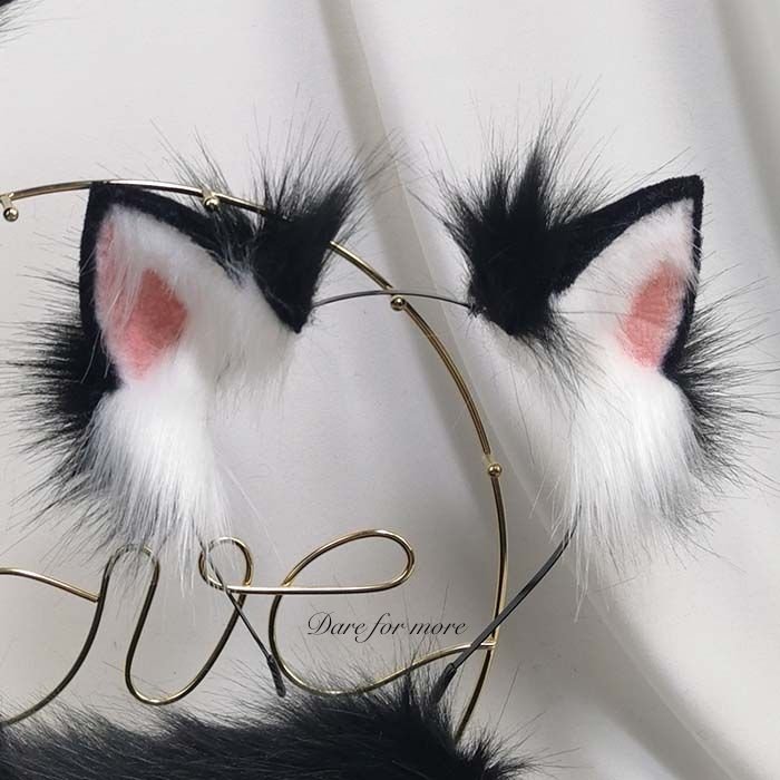 猫耳としっぽの2点セット灰猫 カチューシャコスプレネコ耳メイドコンカフェ*24* 通販