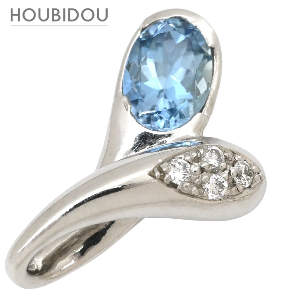 ペンダントトップ アクアマリン 0.78ct ダイヤモンド プラチナシルバー 1石 1P 1粒 ブリリアントカット ネックレストップ チャーム Pt900 【中古】