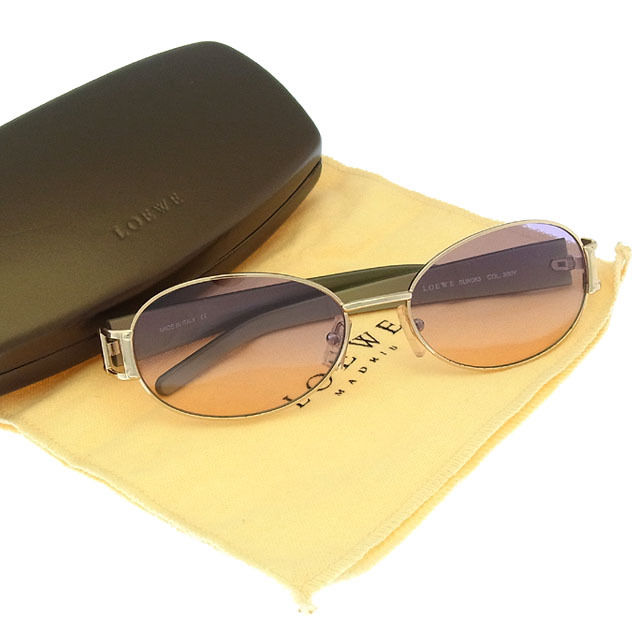 サングラス メガネ フルリム サイドロゴ入り クリアパープル ゴールド系 中古