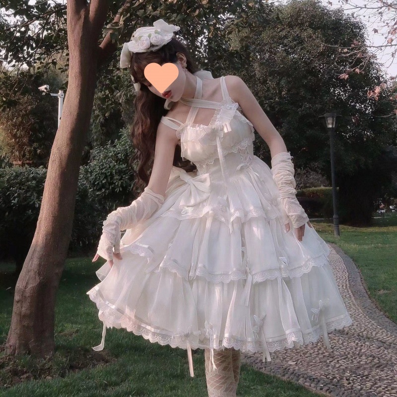 ロリータ miss Fulla Jskスカート ロリータ サスペンダー プリンセススカート フラワー ウェディング ロリータ スイートドレス