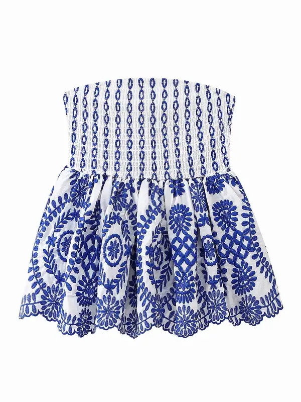 納期3週間程：女性の刺embroideryフリルトップ夏の服シュレッドバストウェアパッチワークキャミ