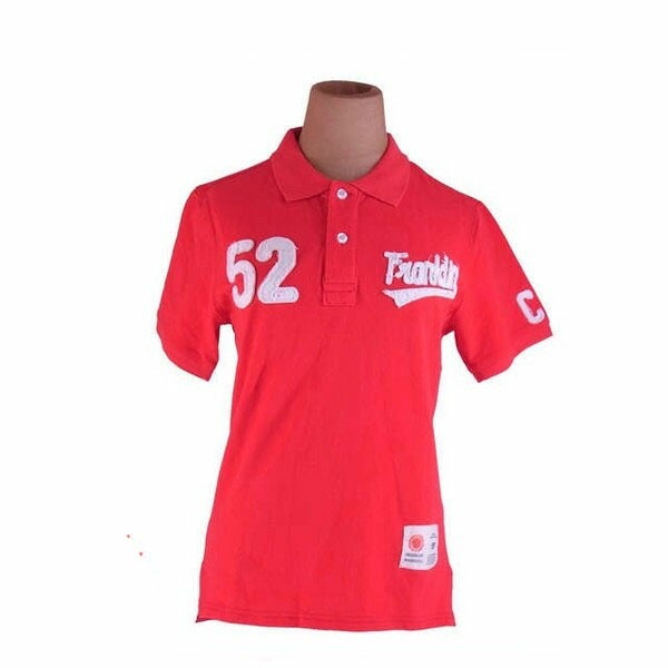 ポロシャツ カットソー ロゴ ナンバー Sサイズ 半袖 レッド ホワイト 中古