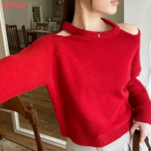 ラウンドネックスリットカラーニット・1938203