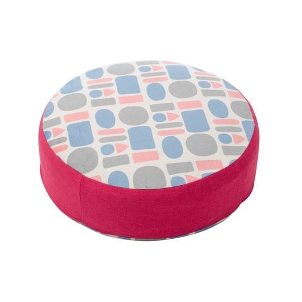 低反発 フロアクッション/座布団 ラウンドタイプ ローズピンク 幅48cm 洗えるカバー付き 低反発ウレタン リビング