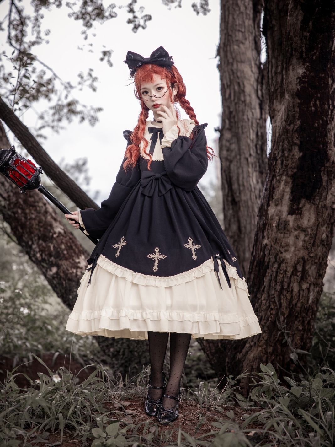 lolita地雷パーカーロリータ ワンピース ゴスロリドレス女の子星月夜クロス刺繍ワンピースロリータ長袖ワンピース 6,493円