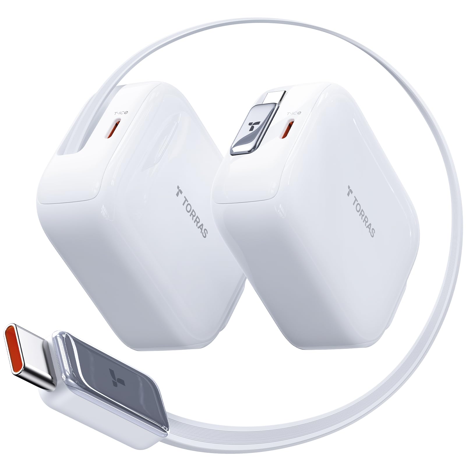 TORRAS FlexLine 67W iPhone 17 急速充電器 業界最長巻き取り式【100CM&無階段調節】type-c 2ポート ケーブル ー体型 GaNIII技術 折畳み式プラグ PD/Q