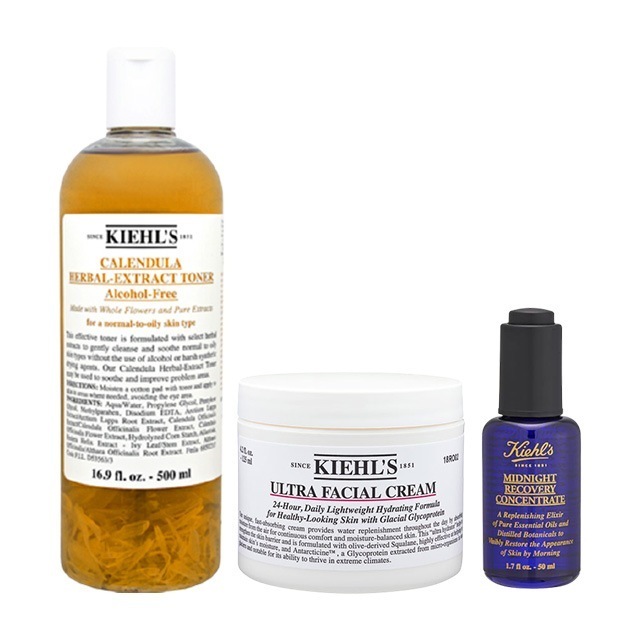 キールズ / キール ハーバル トナーCL アルコールフリー & クリーム UFC (ウルトラフェイシャルクリーム） & ミッドナイトボタニカル コンセントレートセット 500ml+125ml+50