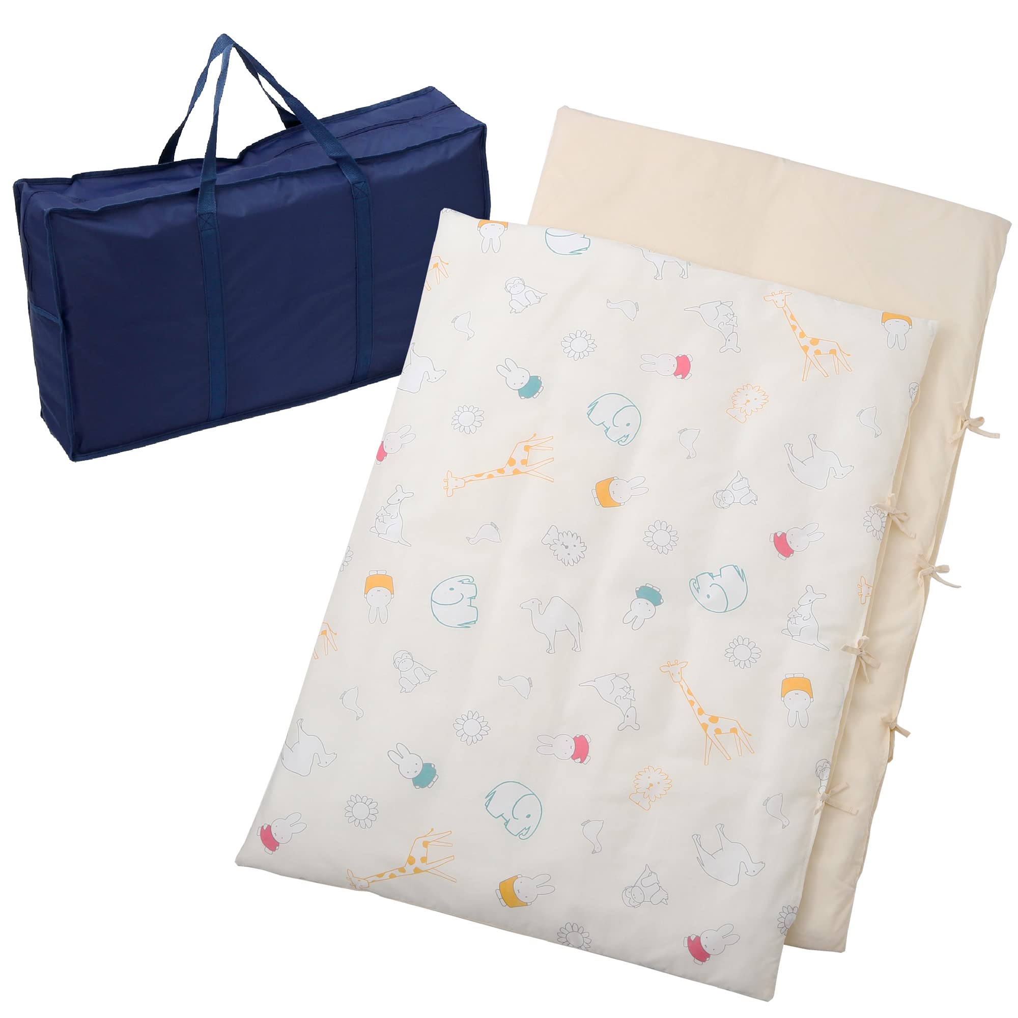 nishikawa 【 西川 】 ミッフィー お昼寝布団 セット 5点 洗える 保育園 収納バッグ付き リュックにもなって 持ち運び便利 おひるね ふとん クリーム WF52656000 掛け布団:8