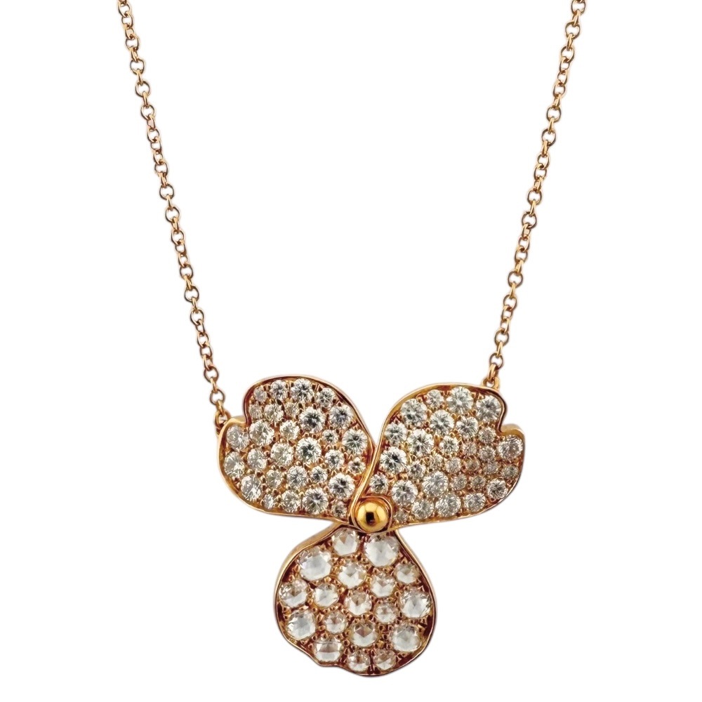 ティファニー ペーパーフラワー ネックレス 18金 K18ピンクゴールド ダイヤモンド TIFFANY&Co. 中古 美品