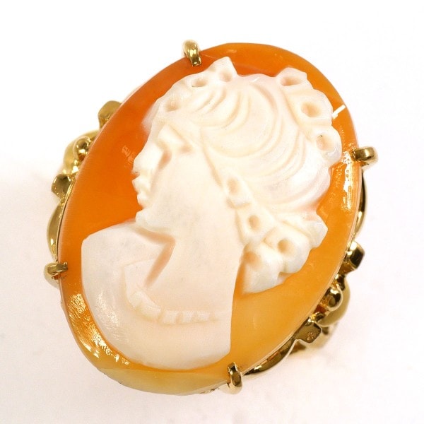 K18 18金 YG リング 9.5号 シェルカメオ 中古 47,880円