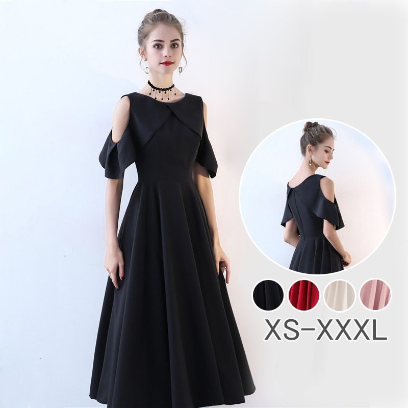 【即納】ワンピース 結婚式 パーティードレス フォーマルドレス ドレス 袖あり 袖付き 肩出し お呼ばれ フォーマル 大きいサイズ 服装 大人 服 他と被らない 膝下 上品 半袖 五分袖 20代30代