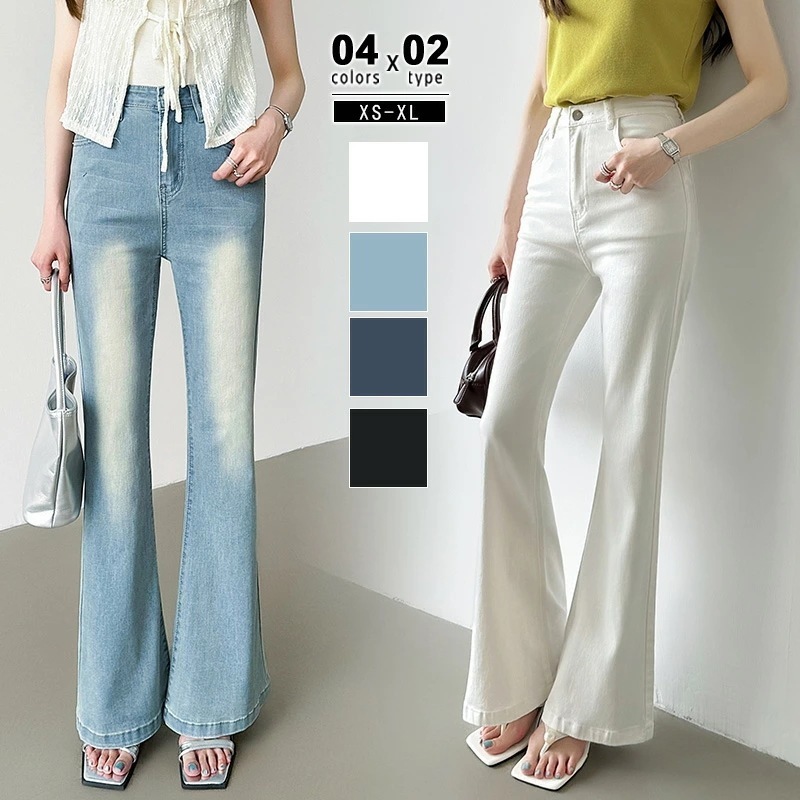 【急速出荷】デニムパンツ フレアデニム ストレッチ ハイウエスト デニム レディース フレアパンツ フレア パンツ 美脚 ジーンズ ブーツカット ブーツカットパンツ ジーパン ボトムス 色落ち フレア