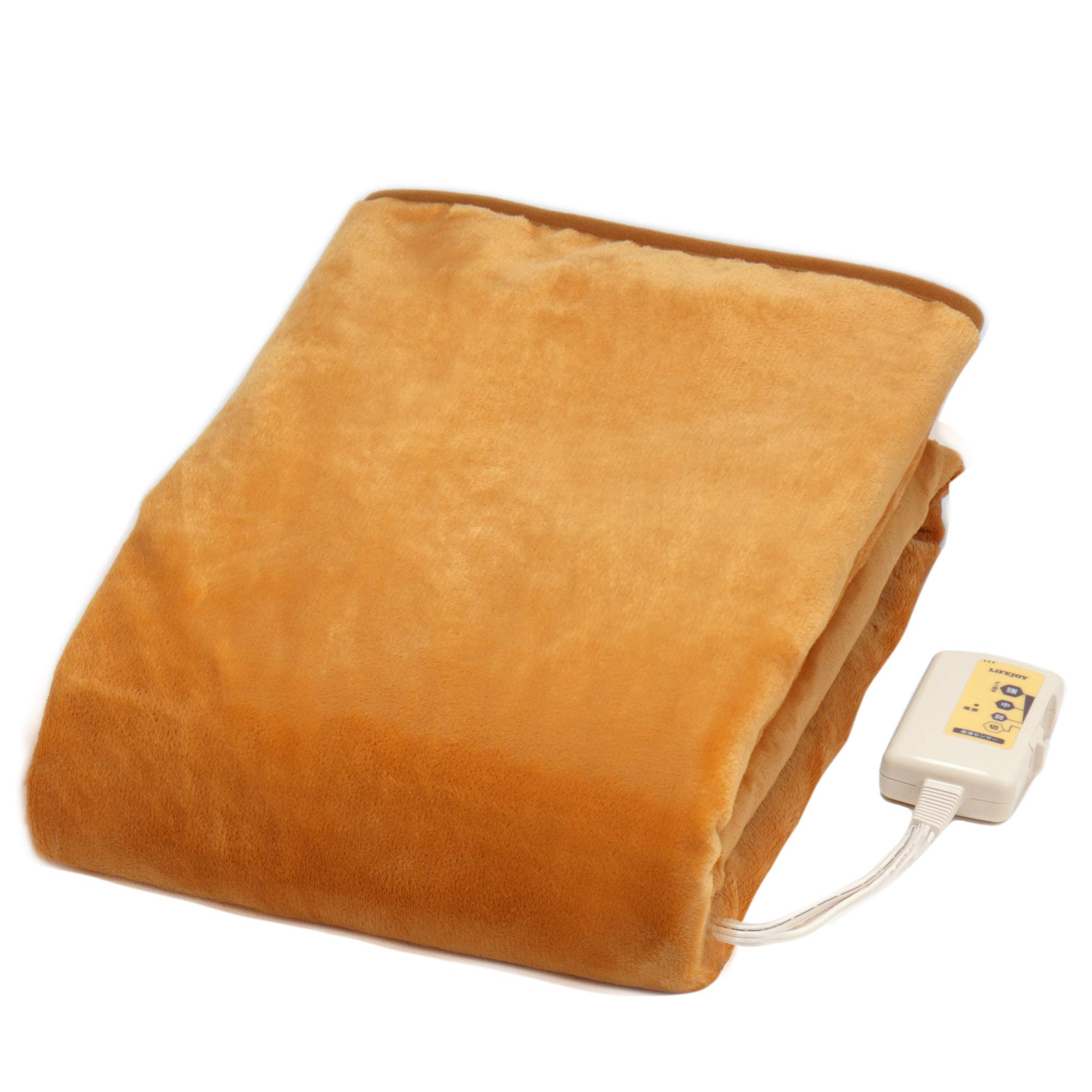 ライフジョイ 電気毛布 日本製 掛け 敷き 兼用 188cm×130cm 洗える 両面フランネル 室温センサー付 タイマー機能無 ふわふわ イエロー JCBR803Y