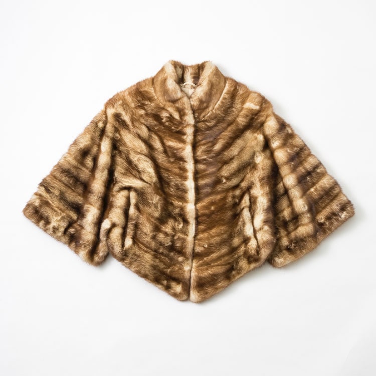 ミンク シャドーストライプ ファー ケープ 送料無料 レディース ギフト プレゼント