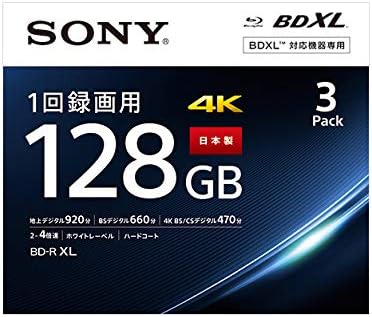 ソニー SONY 日本製 ブルーレイディスク BD-R XL 128GB 1枚あたり地デジ約15時間 1回録画用 3枚入り 4倍速ダビング対応 ケース付属 3BNR4VAPS4