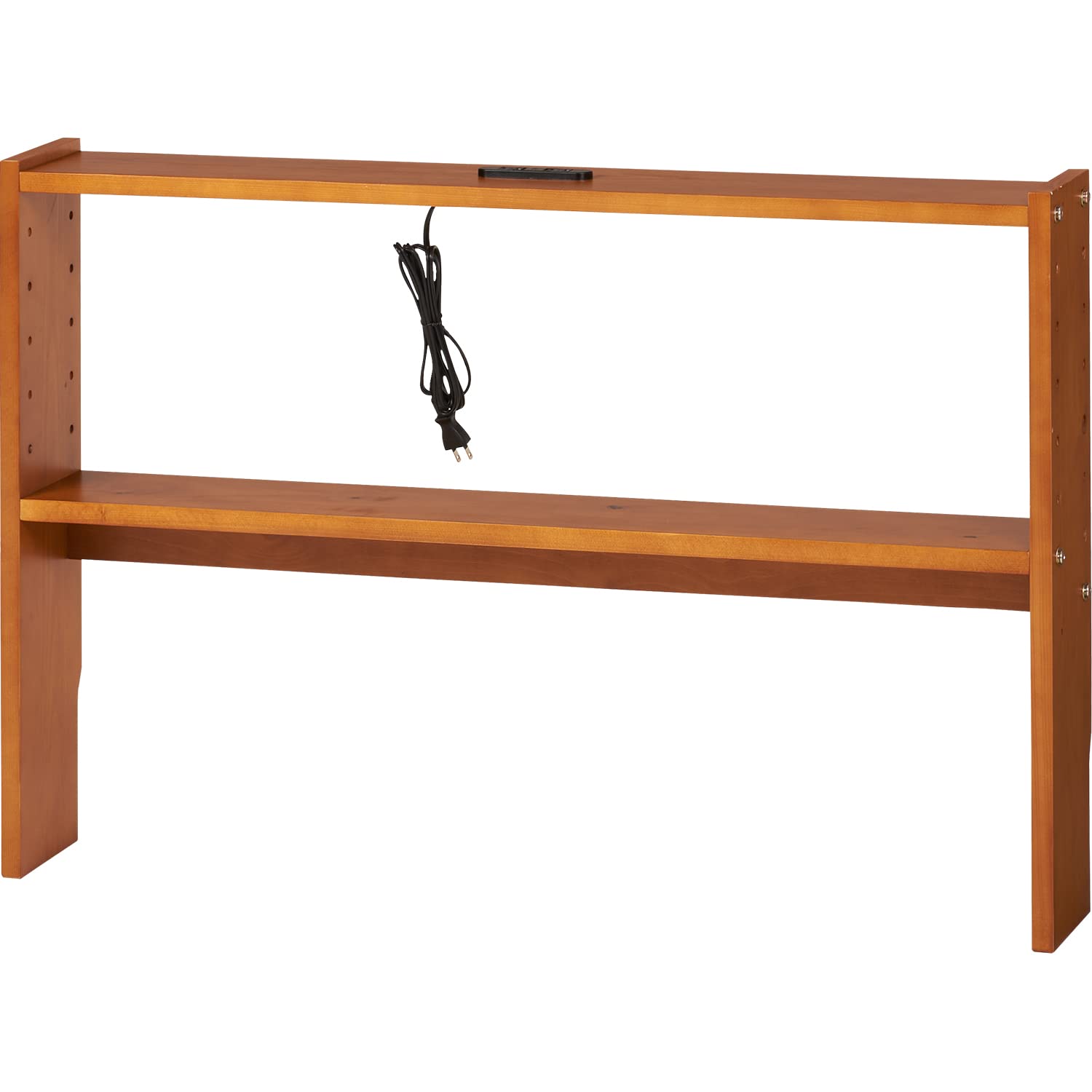 ヘッドボード 【後付けできる】 棚 宮棚 天然木 収納 薄型 1500W 2口 コンセント 幅 98 奥行 15 高さ 66 ライトブラウン 1台 WH-7708LBR