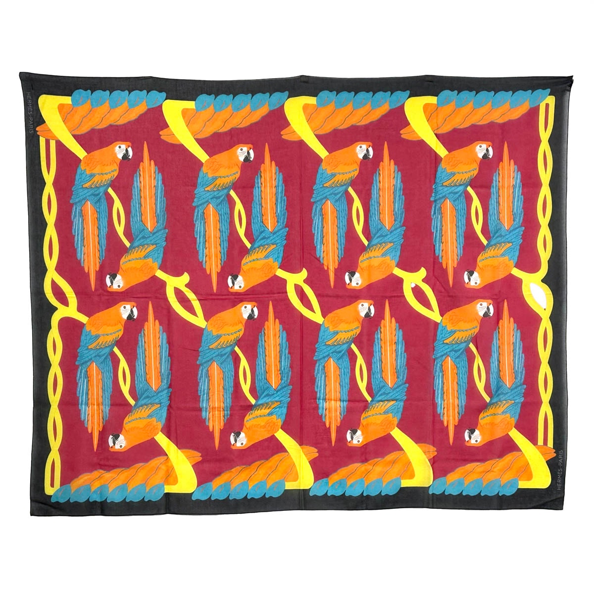 大判ストール ショール パレオ オウム柄 コットン100% レッド ブラック オレンジ ブルー イエロ