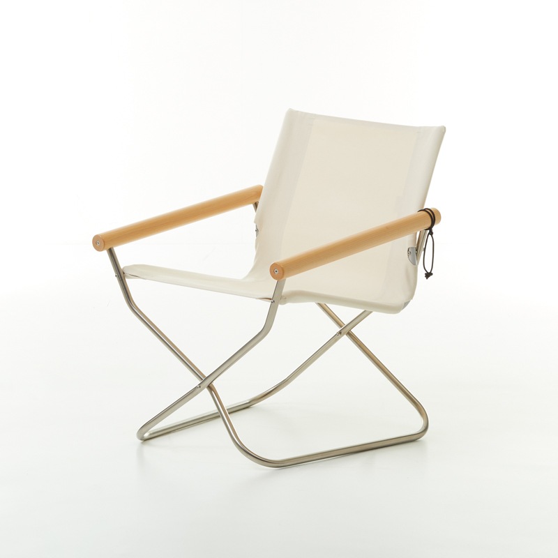 ニーチェアX80 NY-403ディレクターズチェア 椅子　ホワイト/布地 ナチュラル/肘 パーソナルチェア 折りたたみチェア アウトドアチェア 37,180円