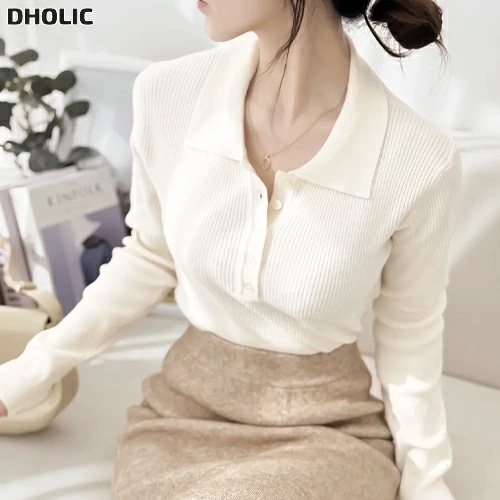 リブカラーボタンスリムニット・1956870