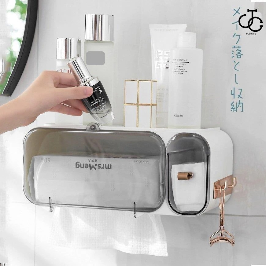 ティッシュ収納ボックス メイク落とし マスク収納 小物入れ 収納ケース 【新品現品】コットンシート収納 パンチ不要 クレンジングタオル収納 化粧品収納 洗面台