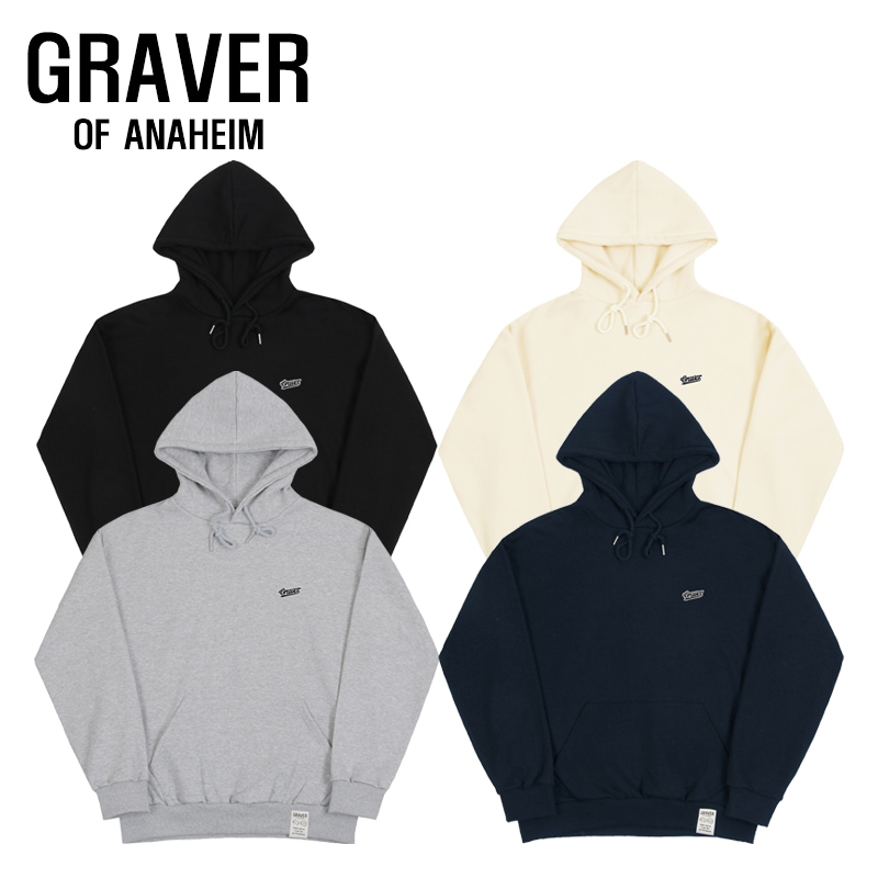 [UNISEX] Baseball Black Logo Embroidered Hoodie_4color